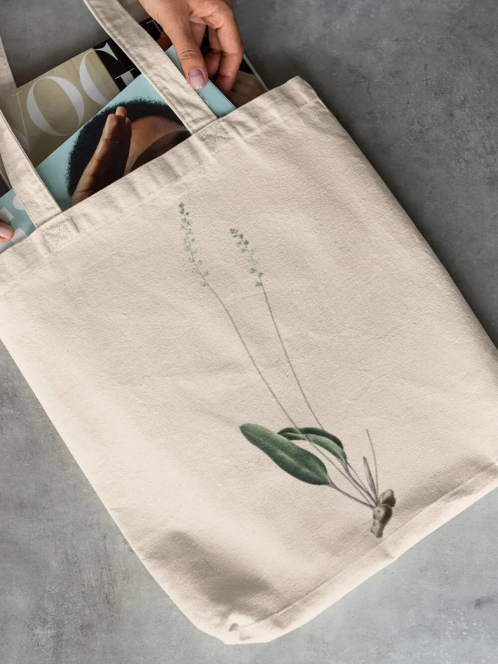 Lance-Leaved Eriospermum Vintage Floral Print Graphic Canvas Tote Bag
